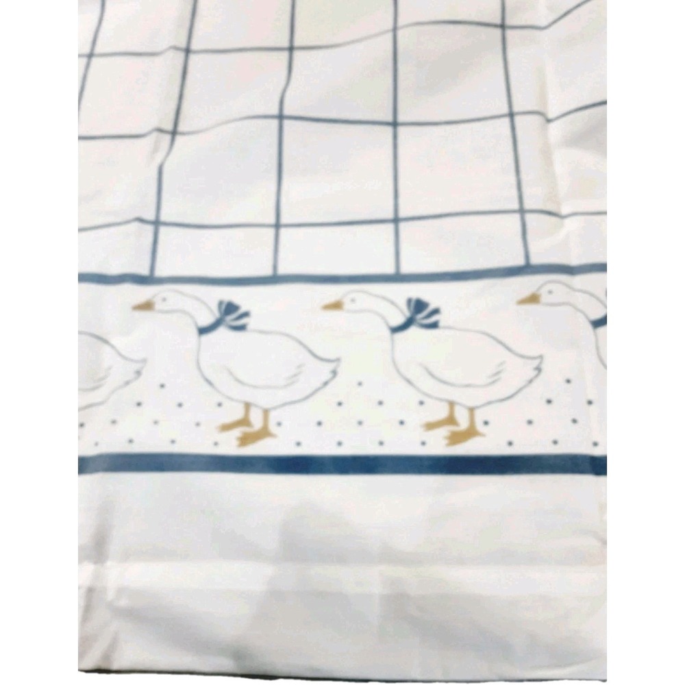 VTG Cannon Flat Sheet Queen Goose Blue Ribbon Duck Percale Country Cottagecore